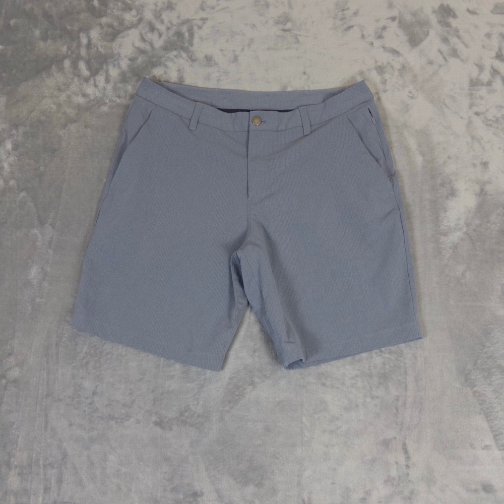 Lululemon Commission Shorts Mens 34 Blue Gray Golf Casual Technical Flat Front
